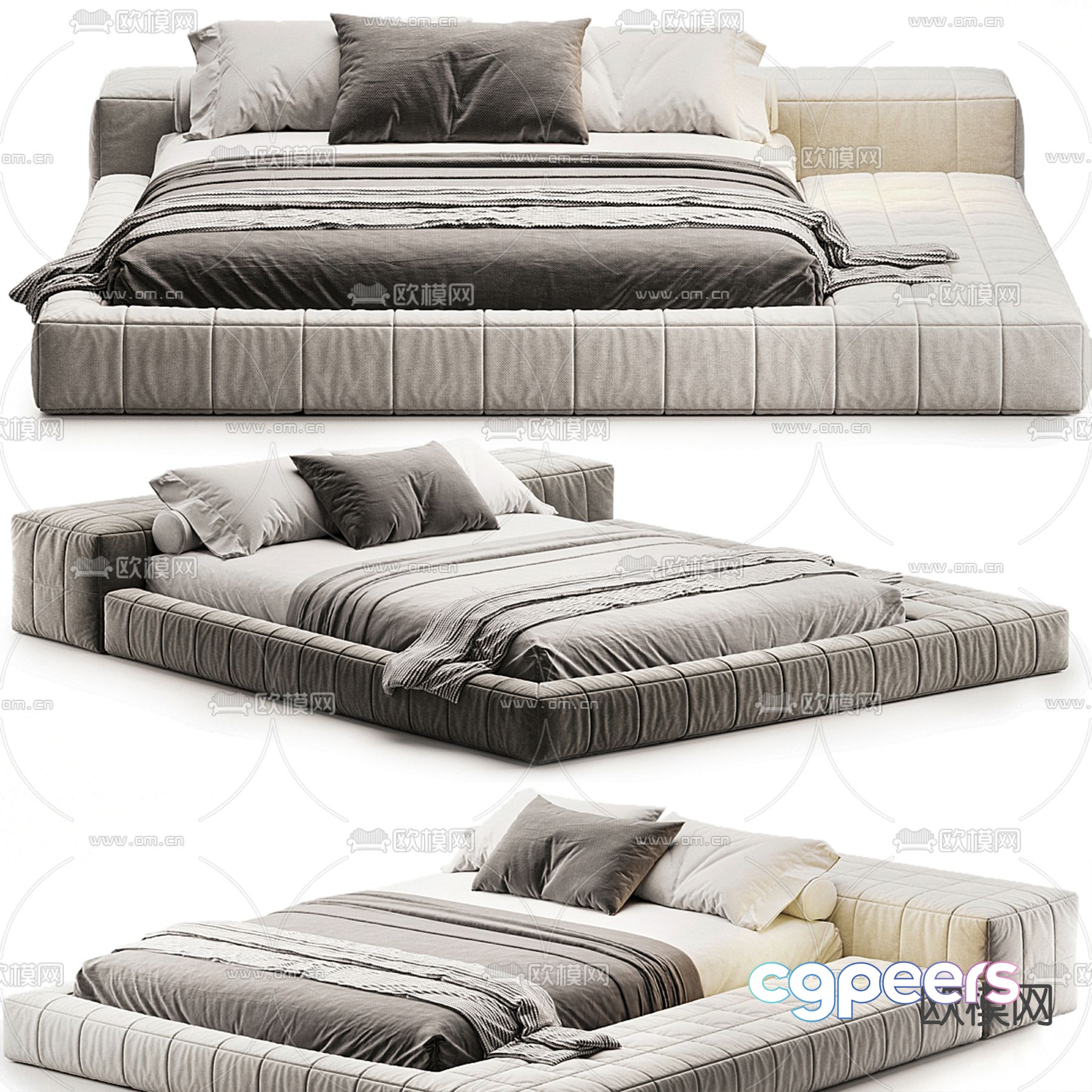 Bonaldo double bed 3d model Bonaldo double bed 3d model