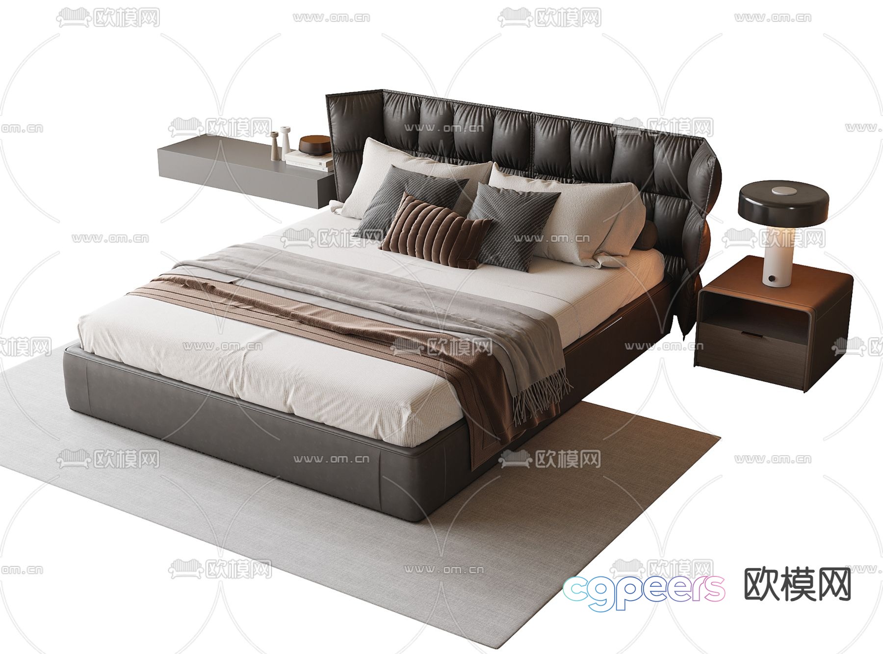 Modern double bed 3d model Modern double bed 3d model