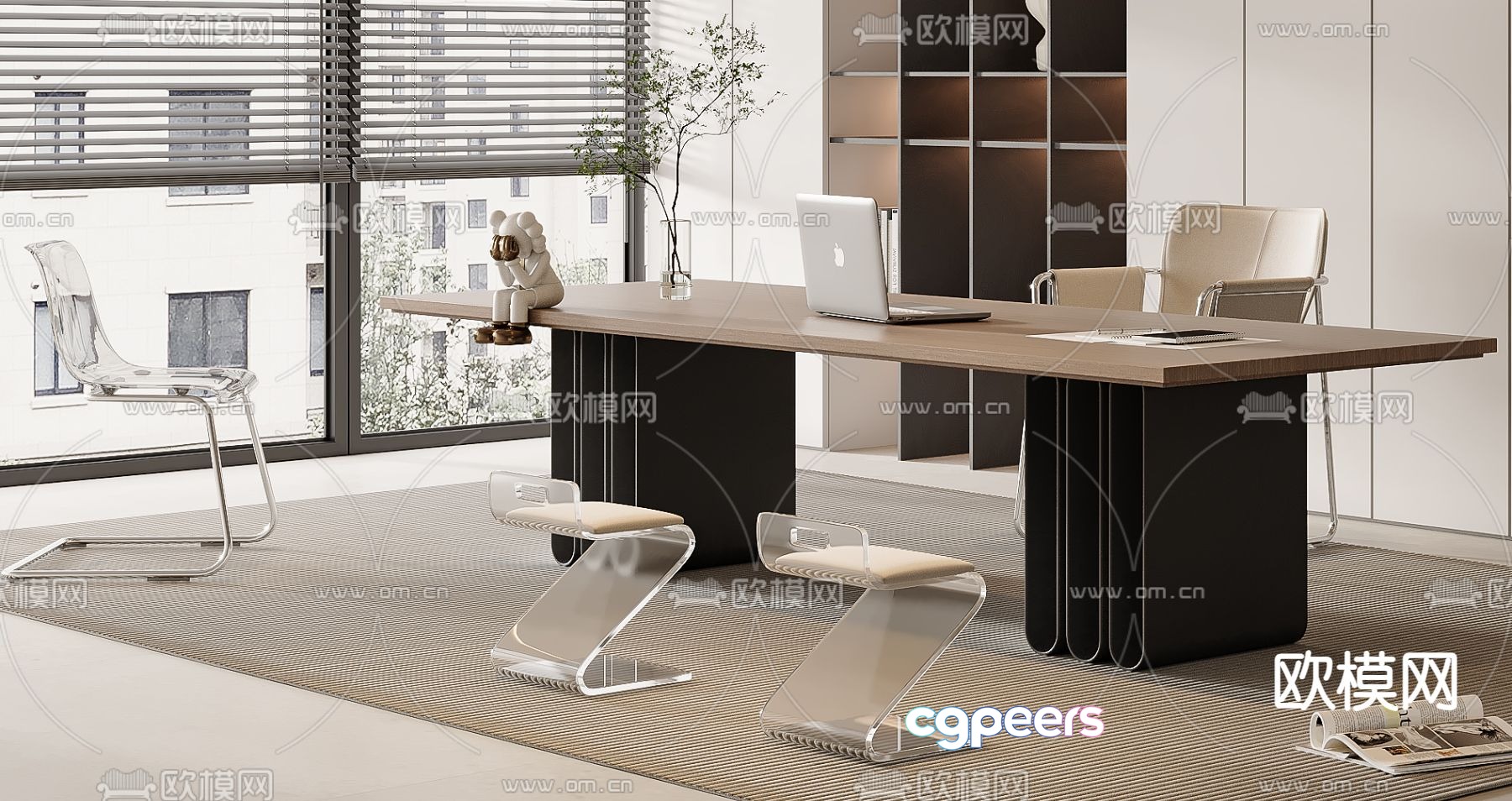 Modern desk computer desk study table 3d model Modern desk computer desk study table 3d model