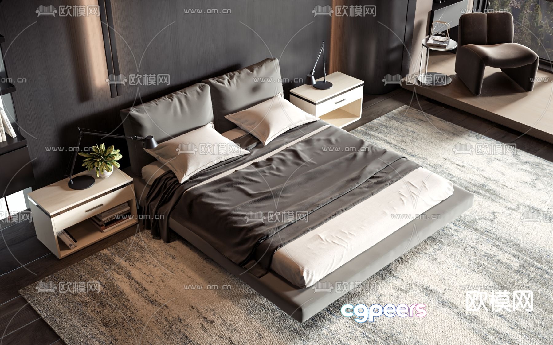 Commercial bed double bed 3d model Commercial bed double bed 3d model