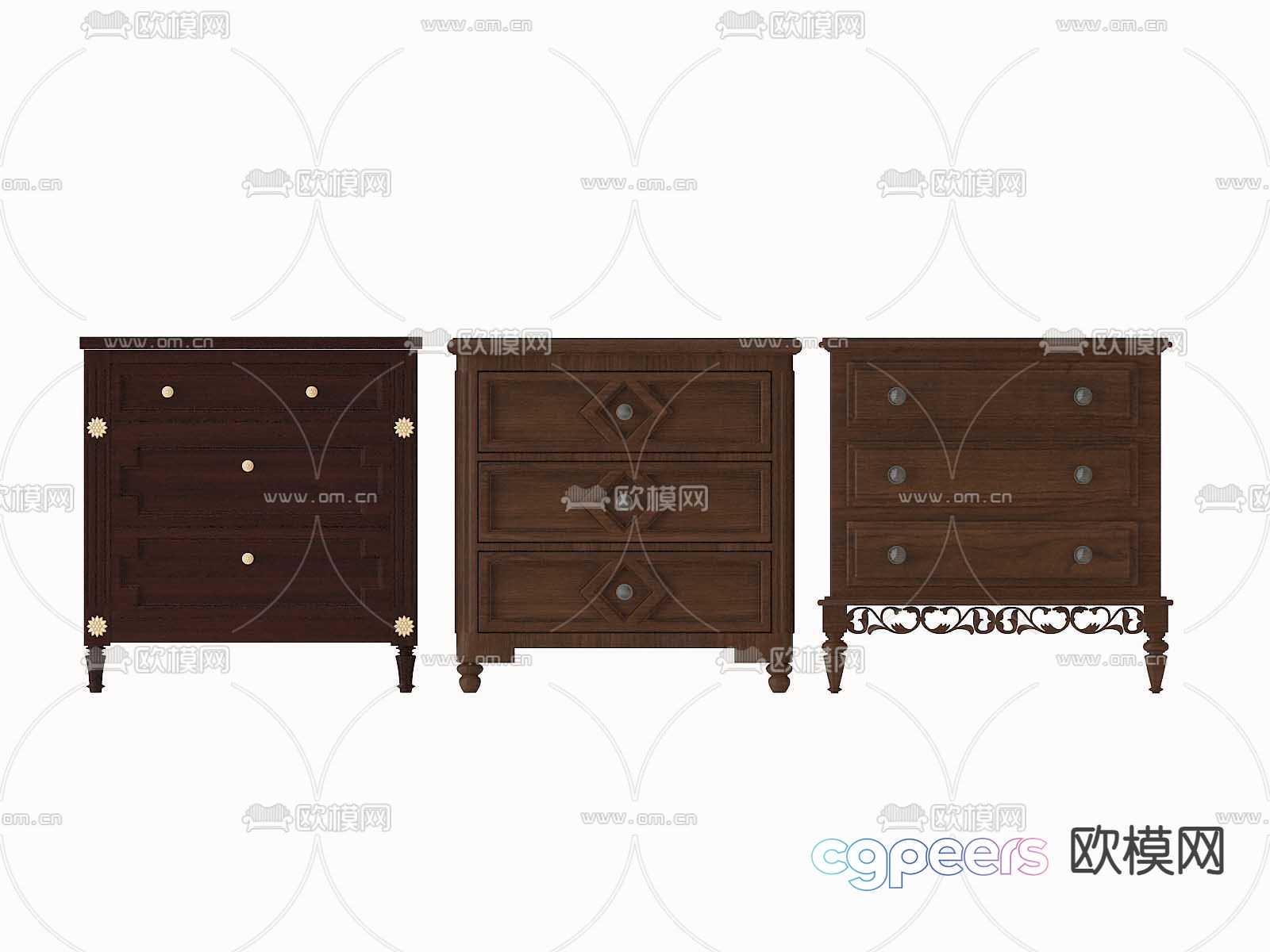 American bedside table 3d model American bedside table 3d model