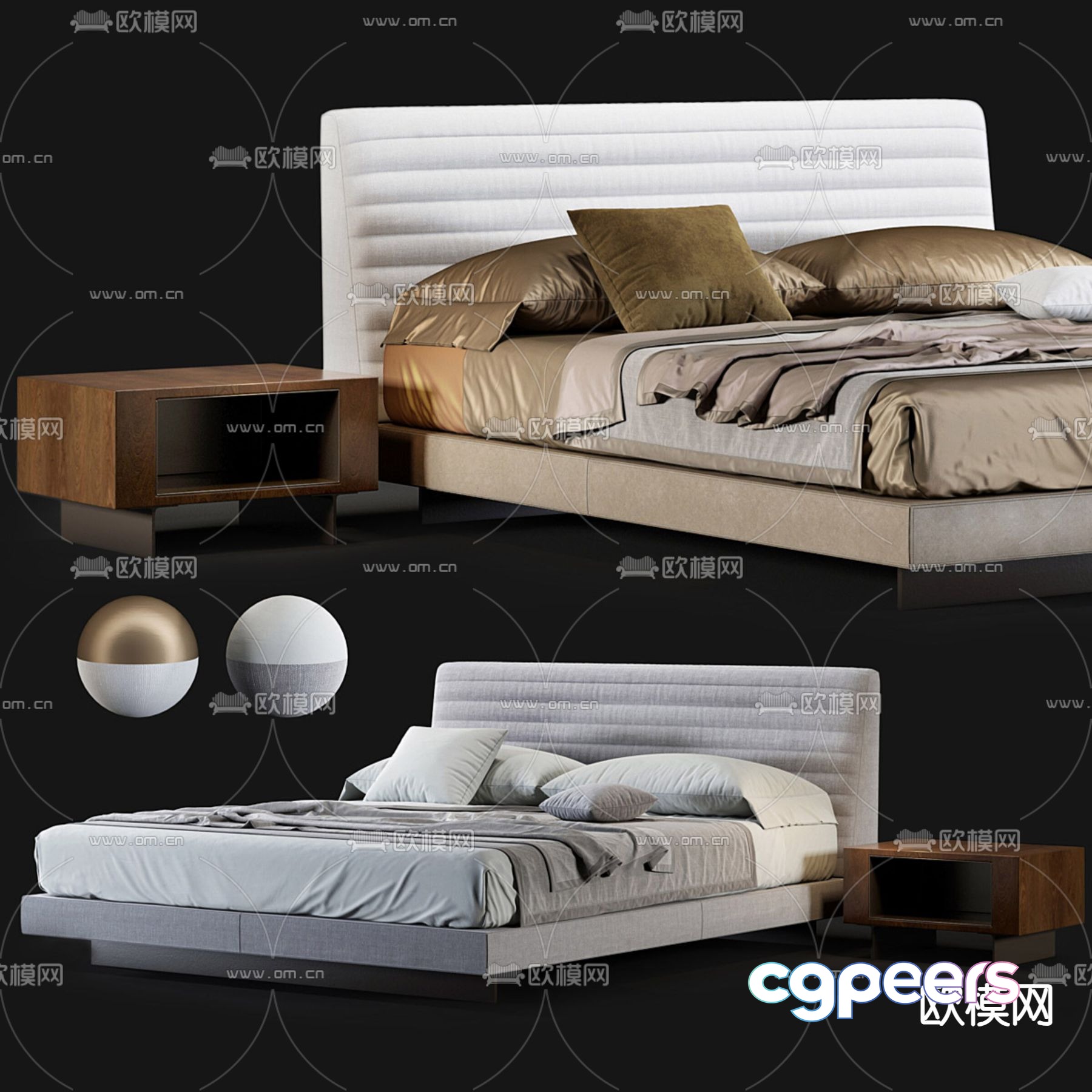 Leather double bed 3d model Leather double bed 3d model