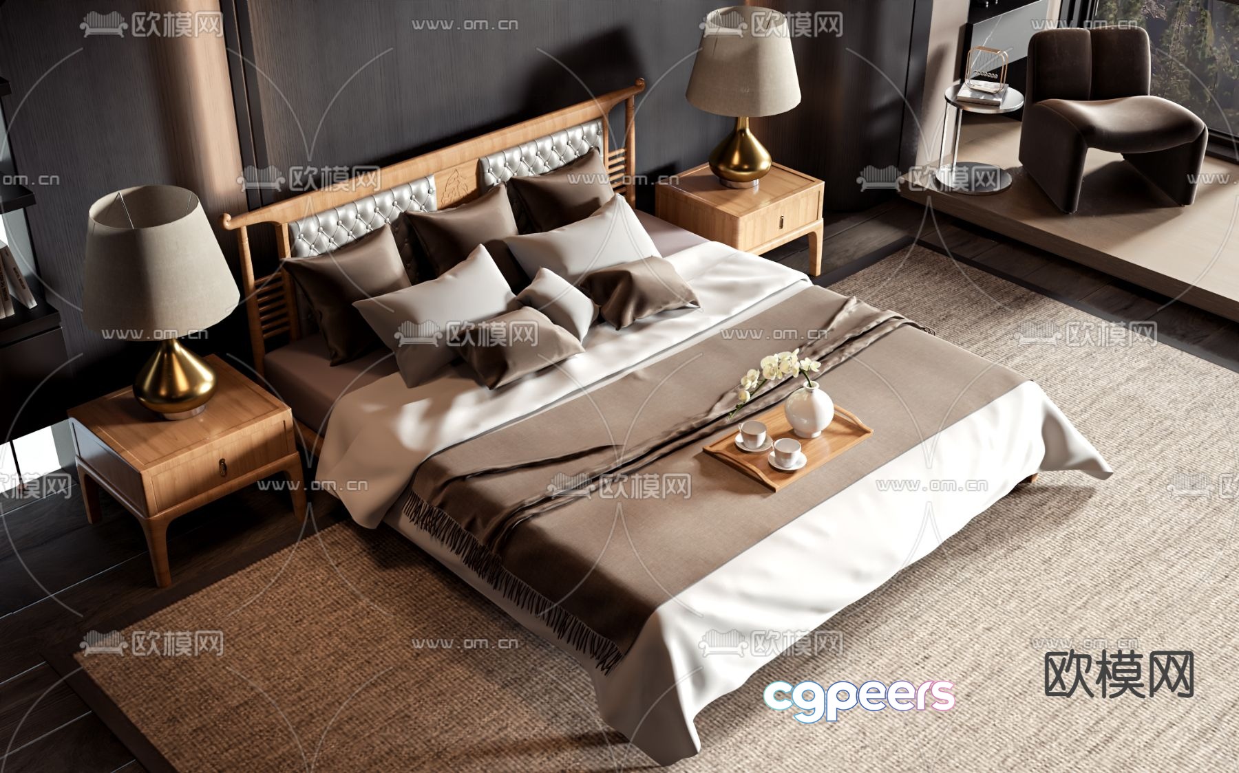 Commercial bed double bed 3d model Commercial bed double bed 3d model