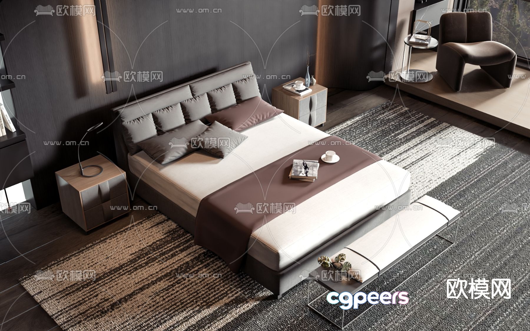 Commercial bed double bed 3d model Commercial bed double bed 3d model