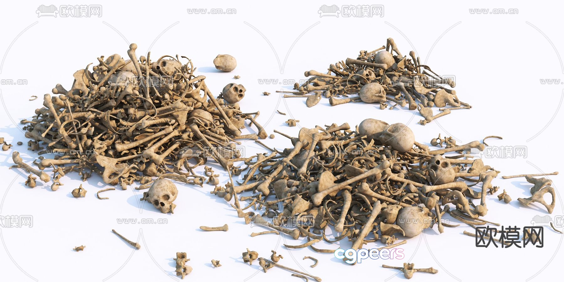 Skull bones landscape 3d model Skull bones landscape 3d model
