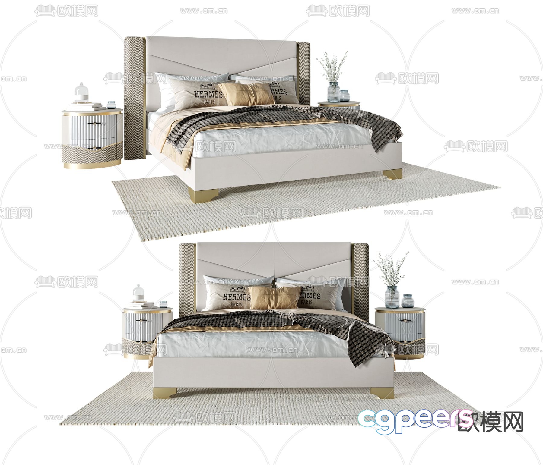 Modern double bed 3d model Modern double bed 3d model