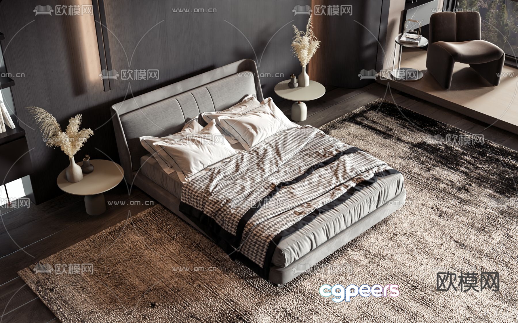 Double bed commercial bed 3d model Double bed commercial bed 3d model
