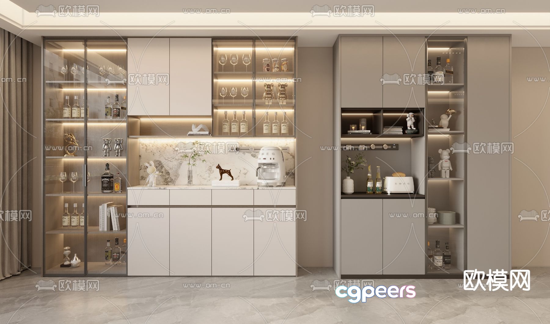 Sideboard Wine Cabinet 3D Model Sideboard Wine Cabinet 3D Model