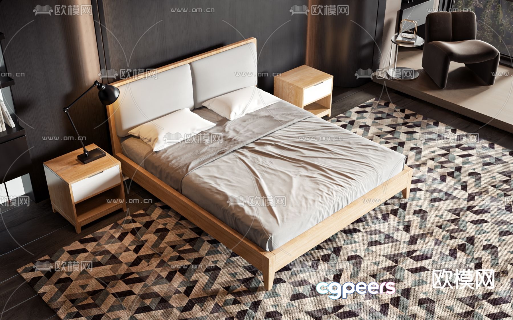 Double bed commercial bed 3d model Double bed commercial bed 3d model