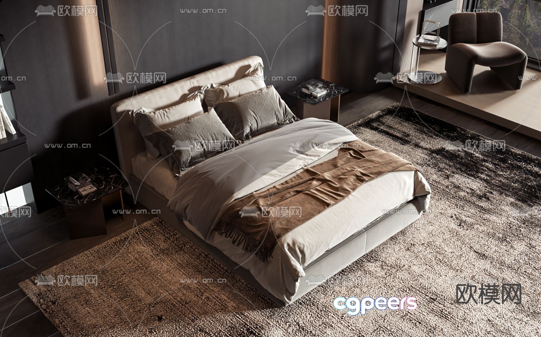 Double bed commercial bed 3d model Double bed commercial bed 3d model