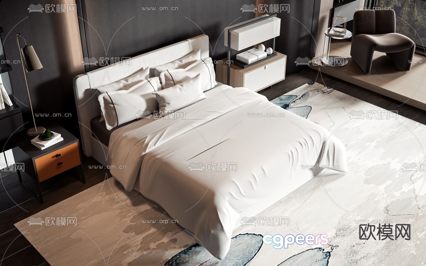 Double bed commercial bed 3d model Double bed commercial bed 3d model