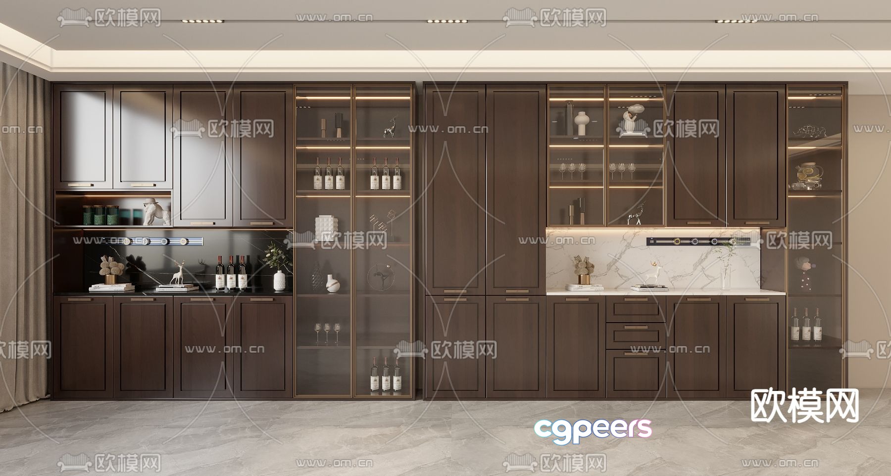 New Chinese wine cabinet 3D model New Chinese wine cabinet 3D model
