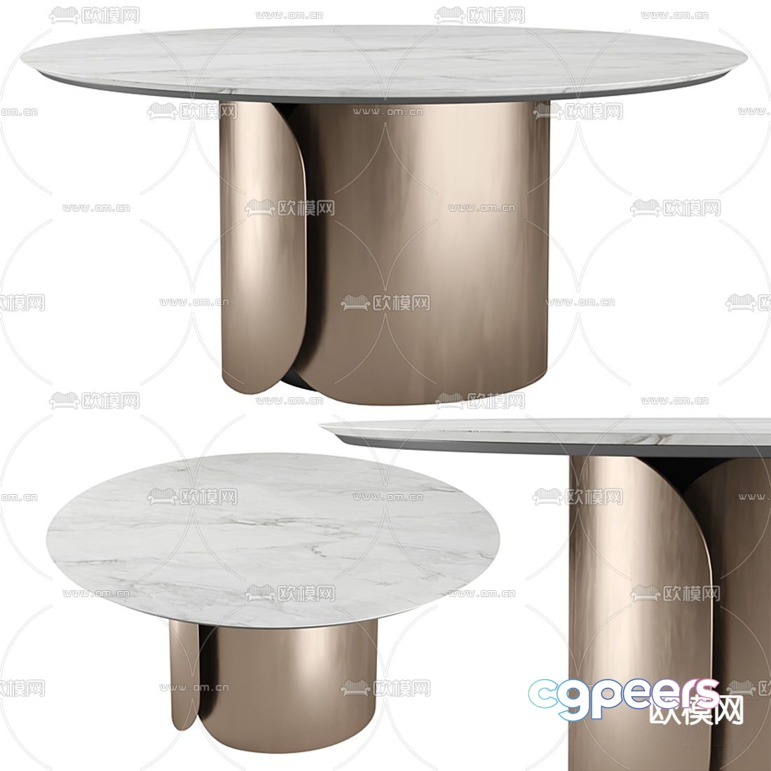 Round dining table slate dining table 3d model Round dining table slate dining table 3d model