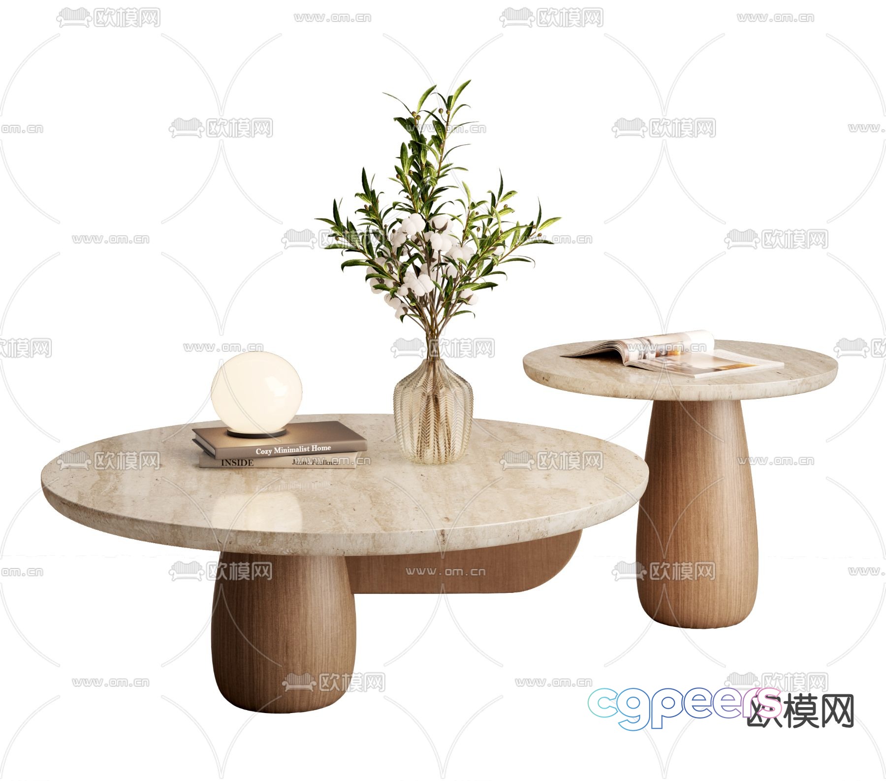 Wabi-sabi coffee table mother-and-son coffee table 3d model Wabi-sabi coffee table mother-and-son coffee table 3d model
