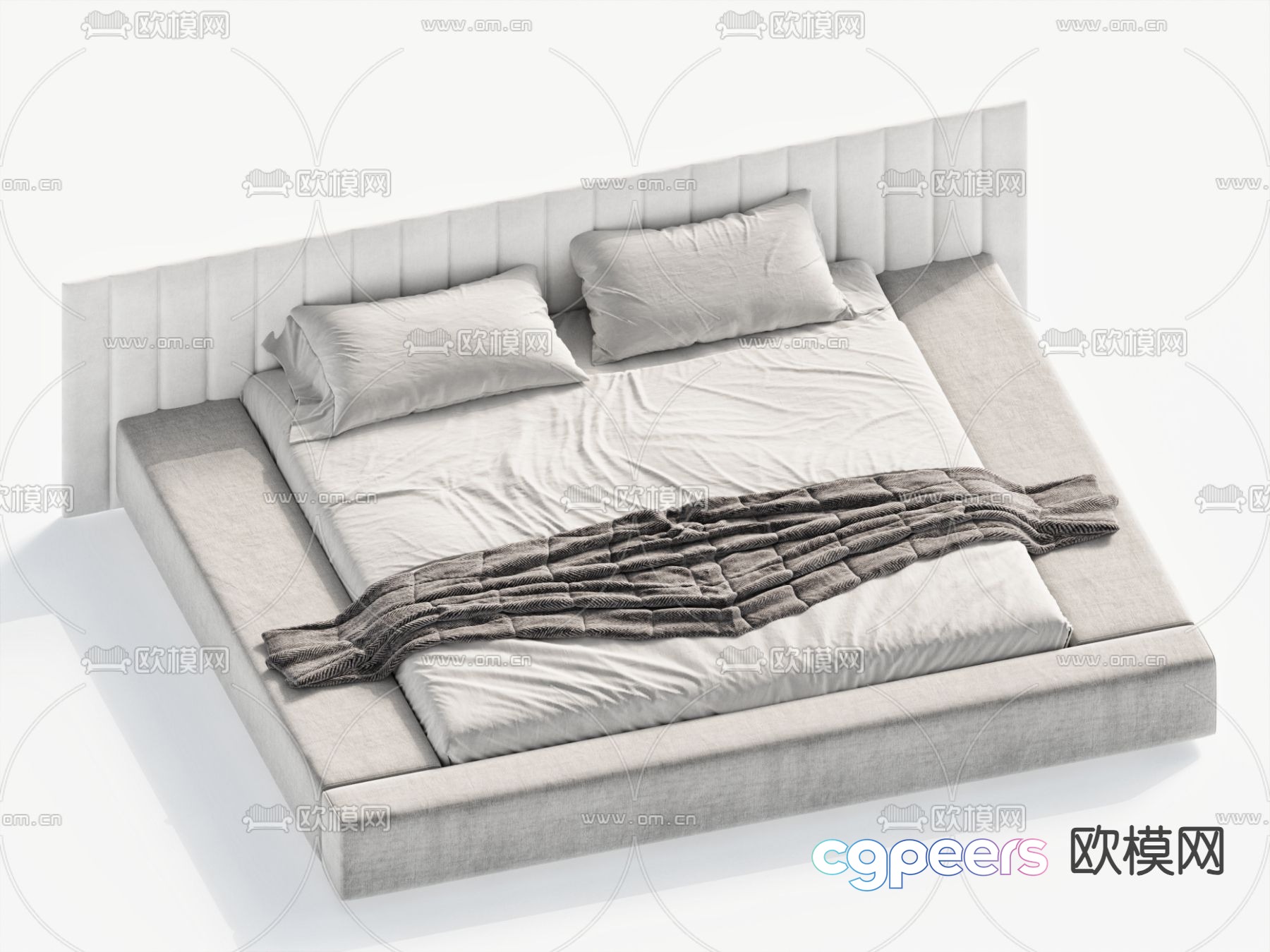 Modern double bed 3d model Modern double bed 3d model