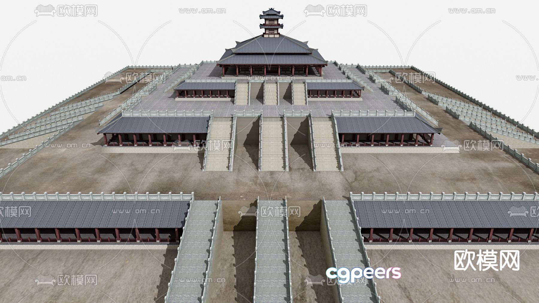New Chinese style ancient building temple tower 3d model New Chinese style ancient building temple tower 3d model