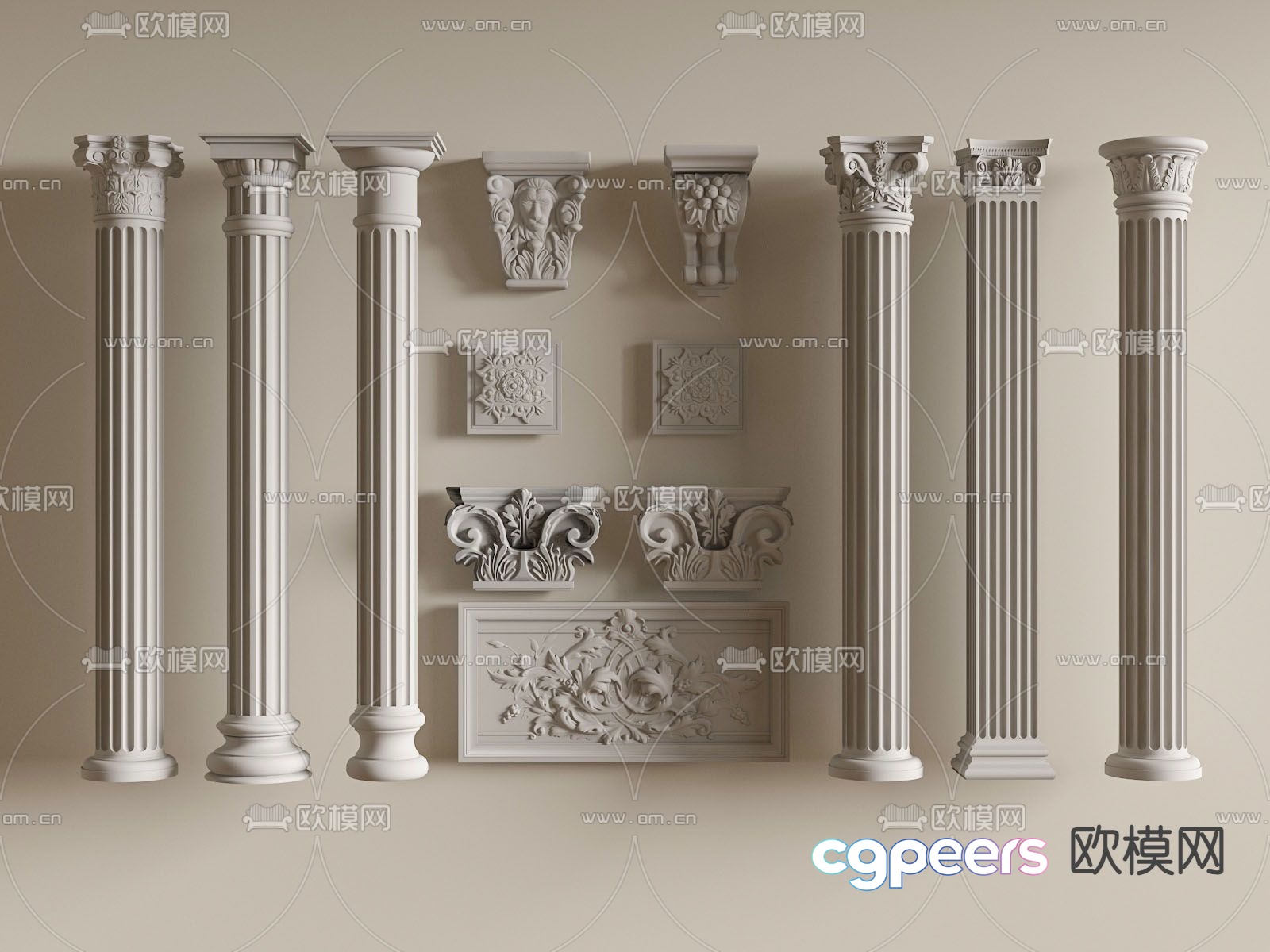 European column Roman column Cylindrical 3D model European column Roman column Cylindrical 3D model