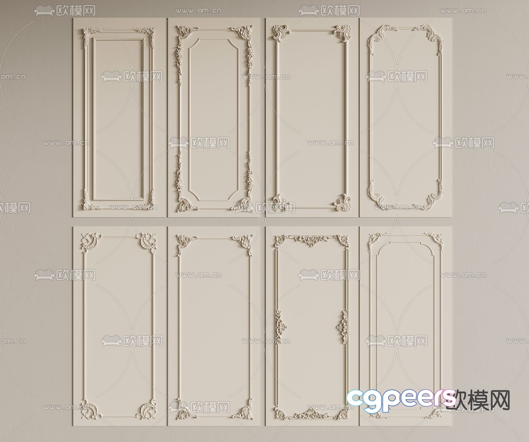 French carving wall panel corner line wall panel 3d model French carving wall panel corner line wall panel 3d model