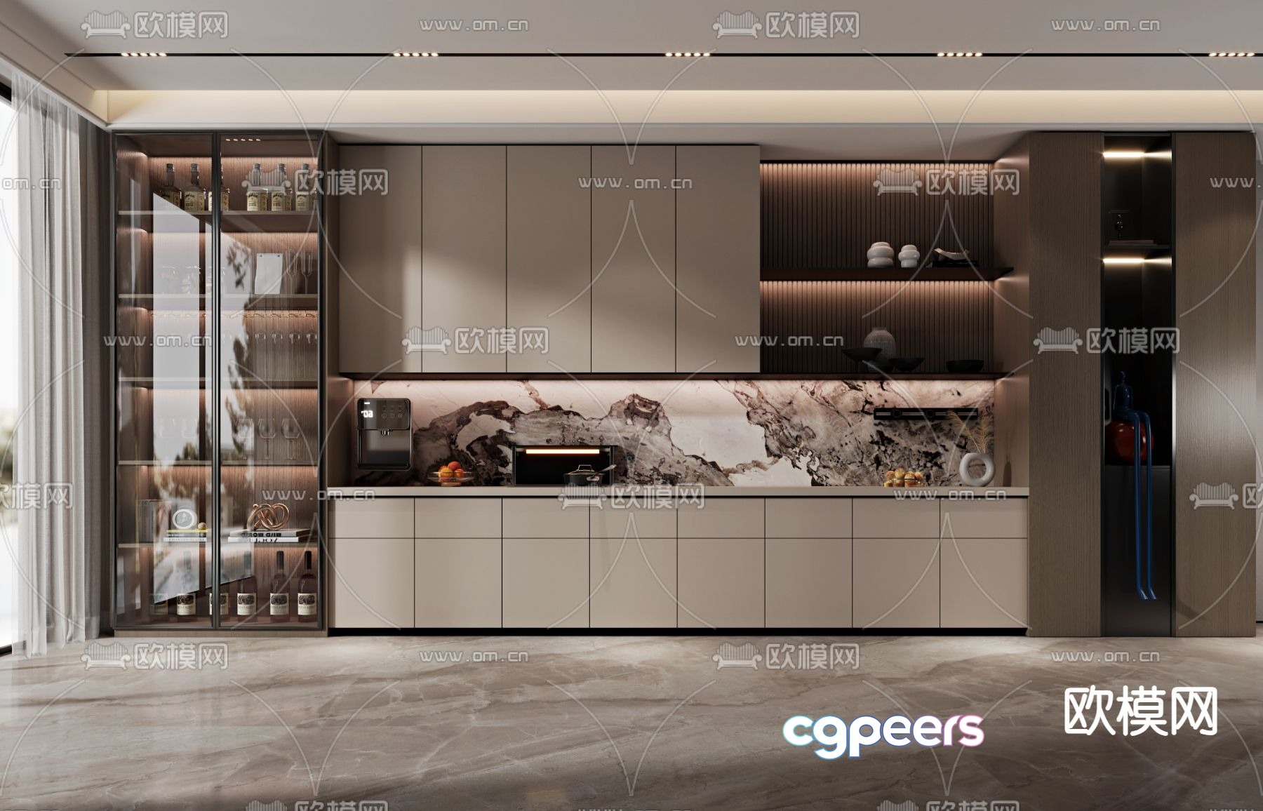Wine cabinet sideboard 3d model Wine cabinet sideboard 3d model