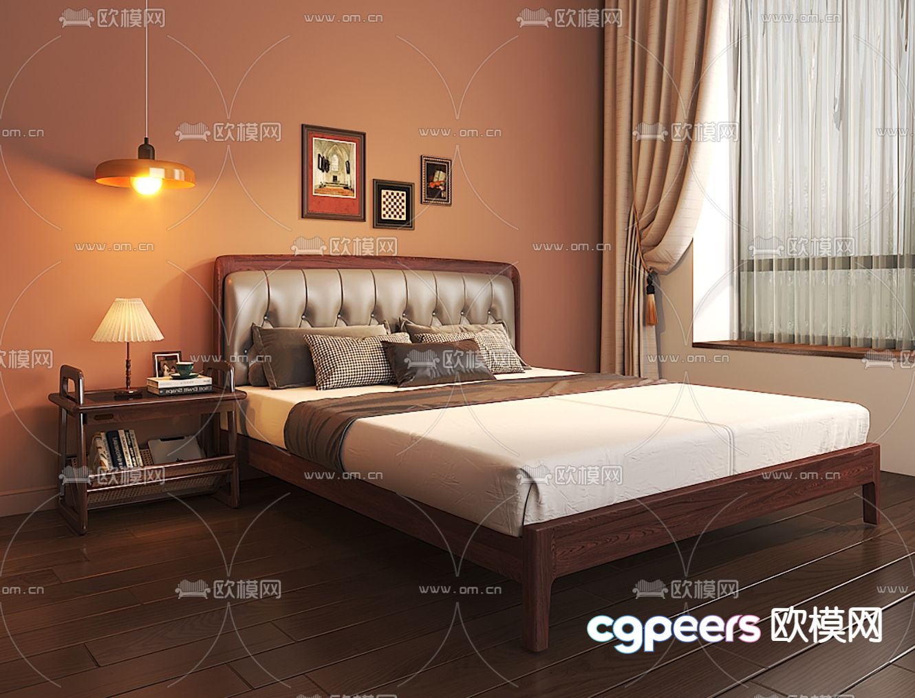 Medieval style double bed 3d model Medieval style double bed 3d model