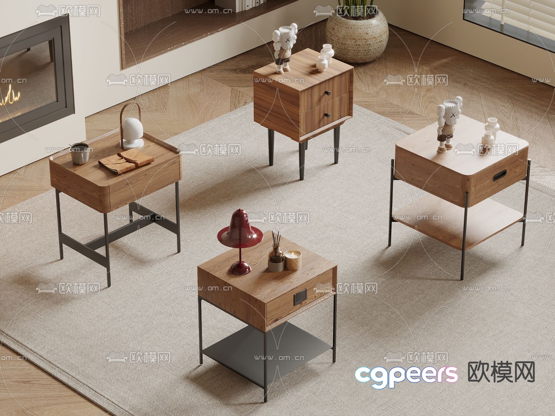 Wabi-sabi style bedside table 3d model Wabi-sabi style bedside table 3d model