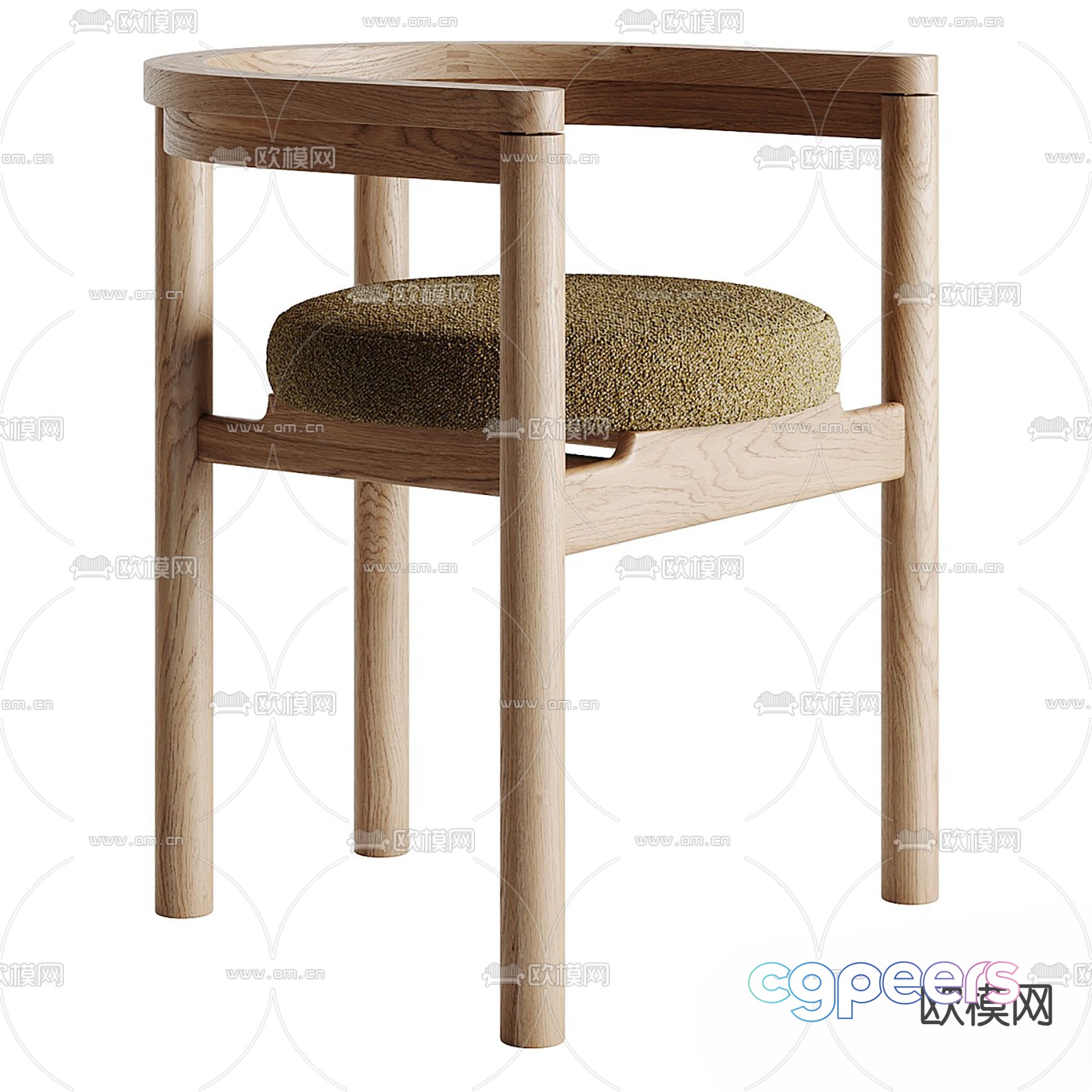 Nordic solid wood single chair 3D model Nordic solid wood single chair 3D model