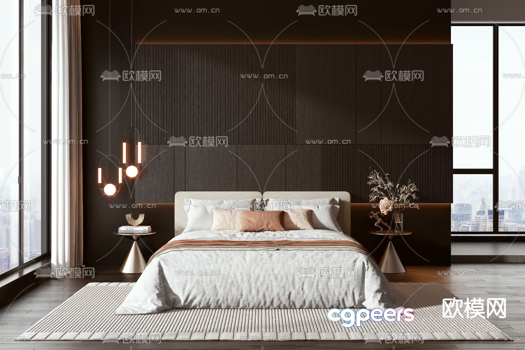 Modern double bed 3d model Modern double bed 3d model