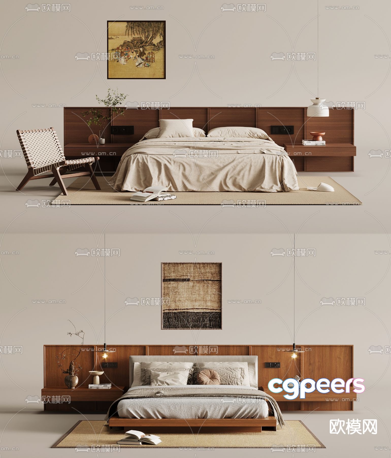 Medieval style double bed 3d model Medieval style double bed 3d model