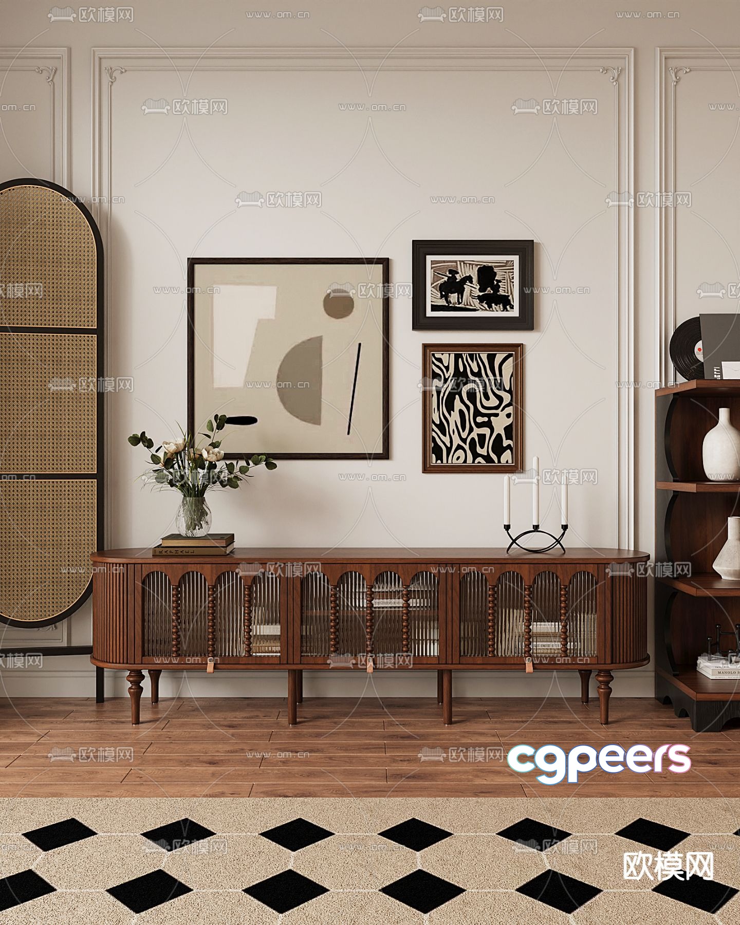 French TV cabinet 3d model French TV cabinet 3d model