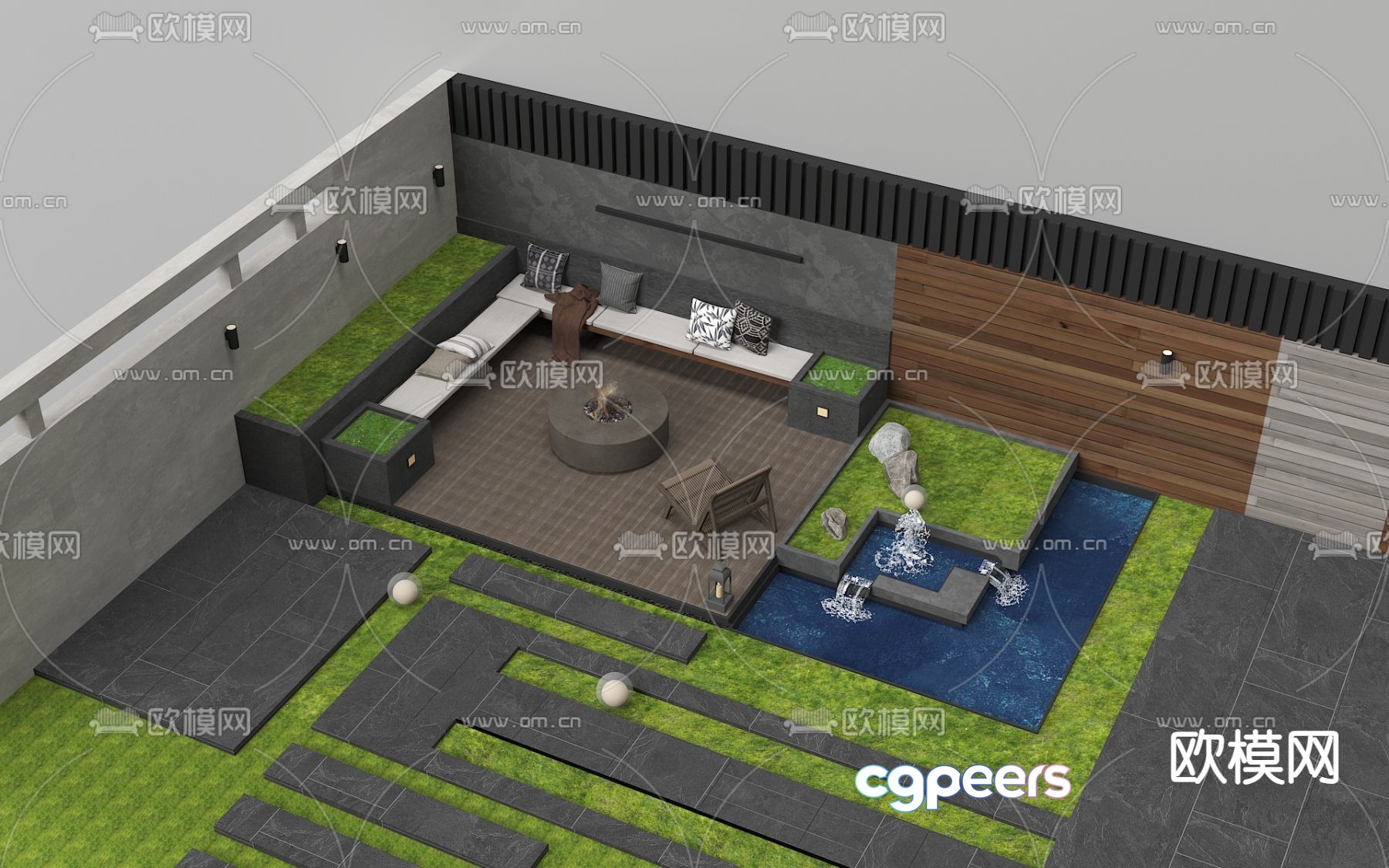Courtyard landscape garden 3d model Courtyard landscape garden 3d model