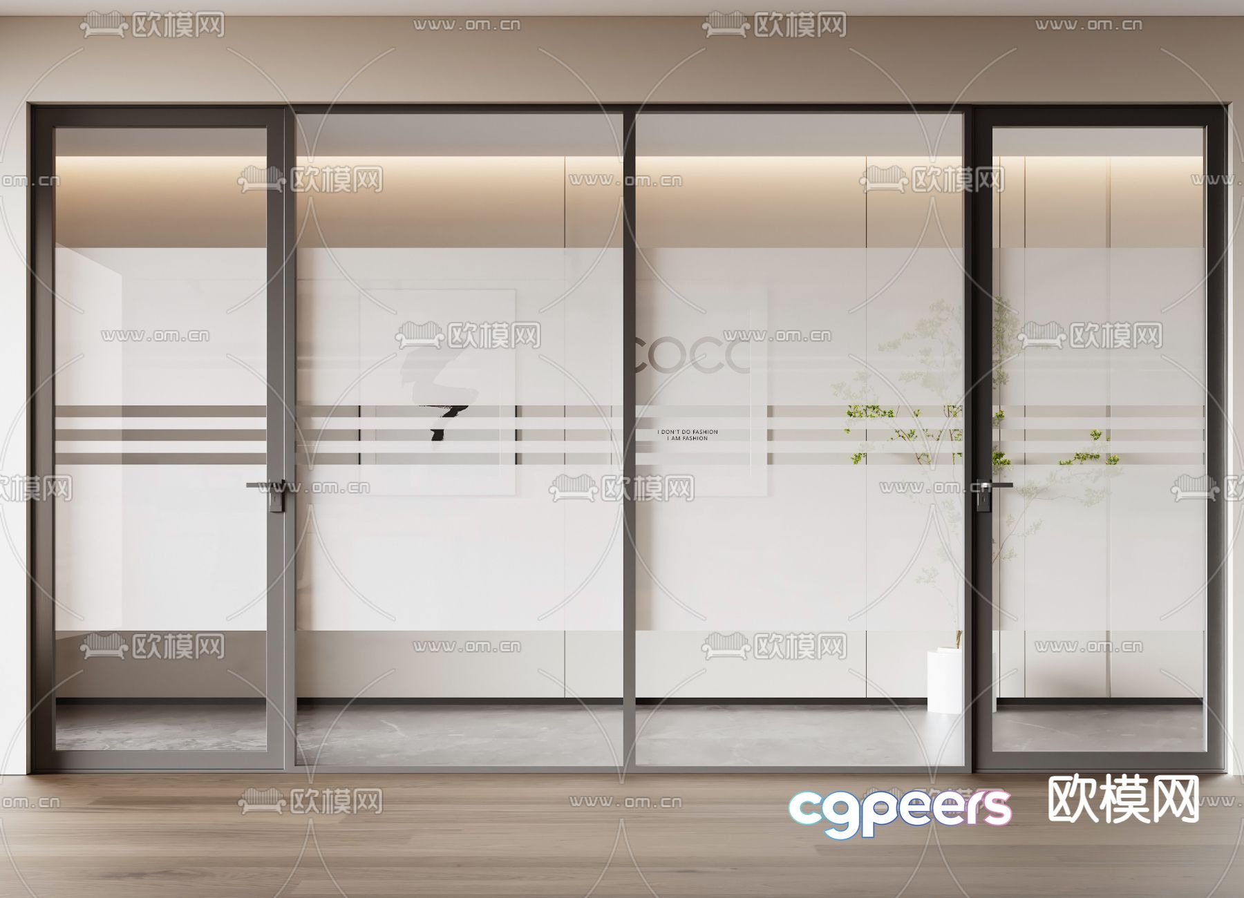 Office glass door glass partition 3d model Office glass door glass partition 3d model