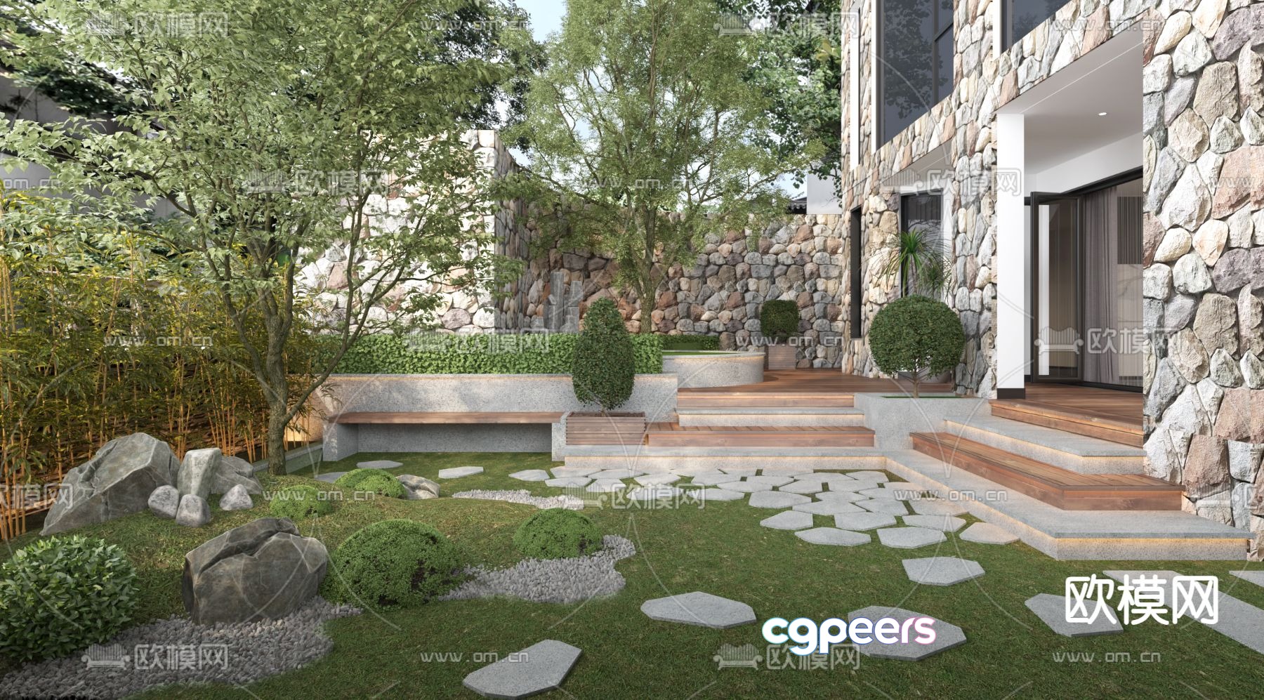 Courtyard landscape garden 3d model Courtyard landscape garden 3d model