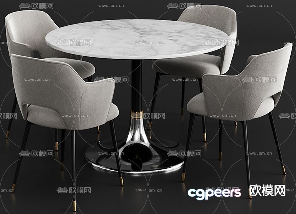 Marble dining table round dining table 3d model Marble dining table round dining table 3d model
