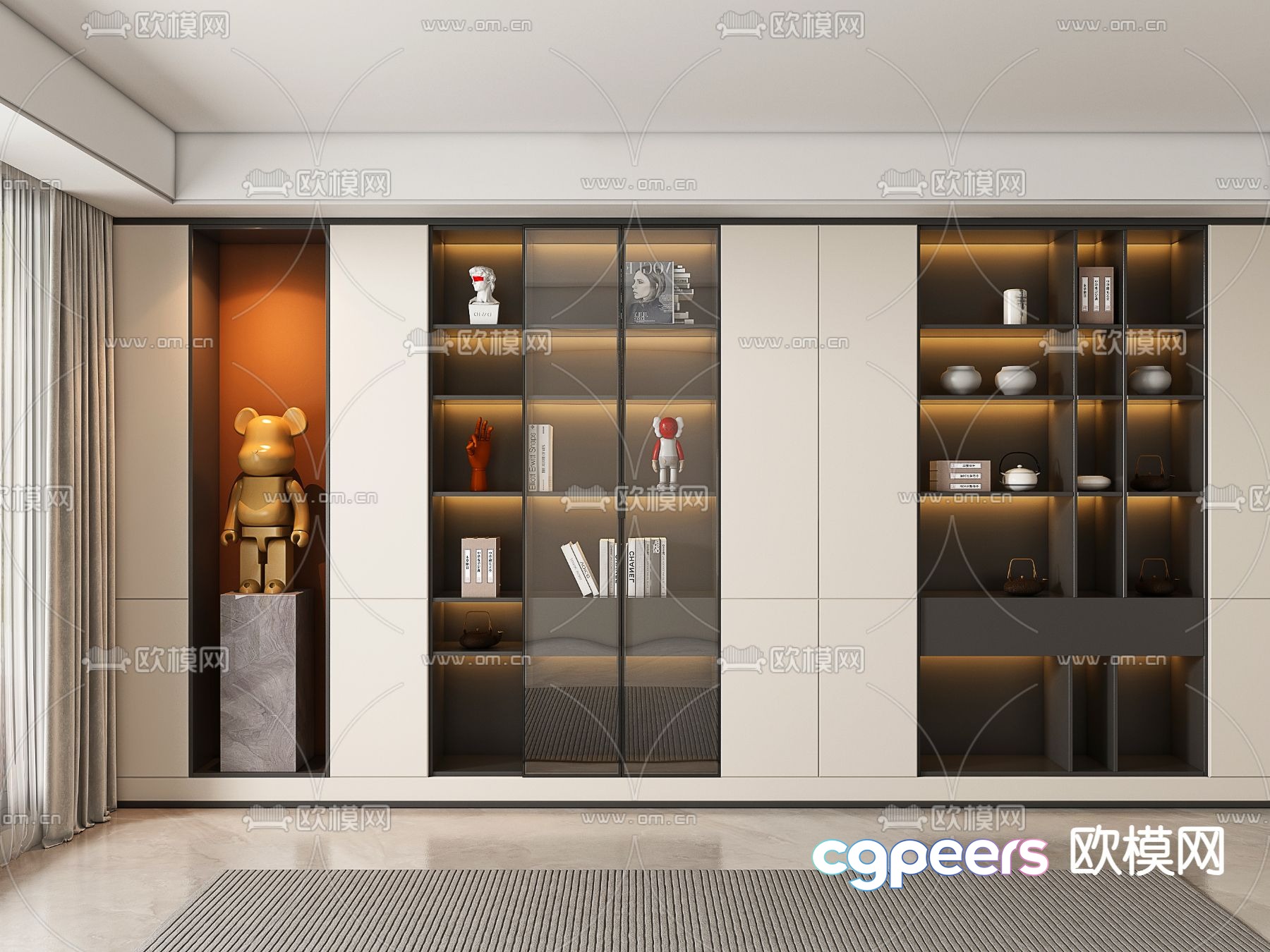 Bookcase display cabinet 3d model Bookcase display cabinet 3d model
