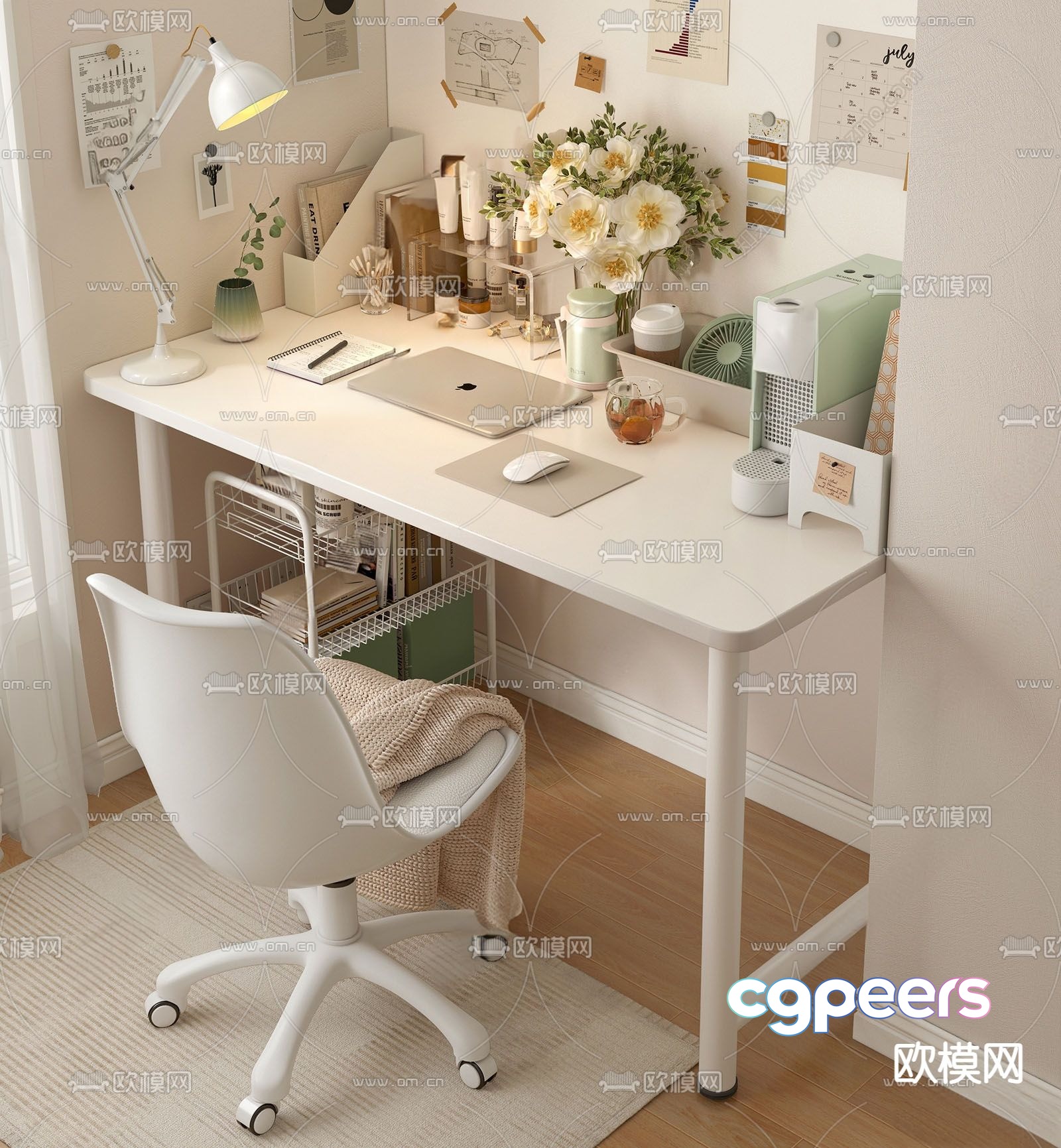 Nordic desk chair study table 3d model Nordic desk chair study table 3d model