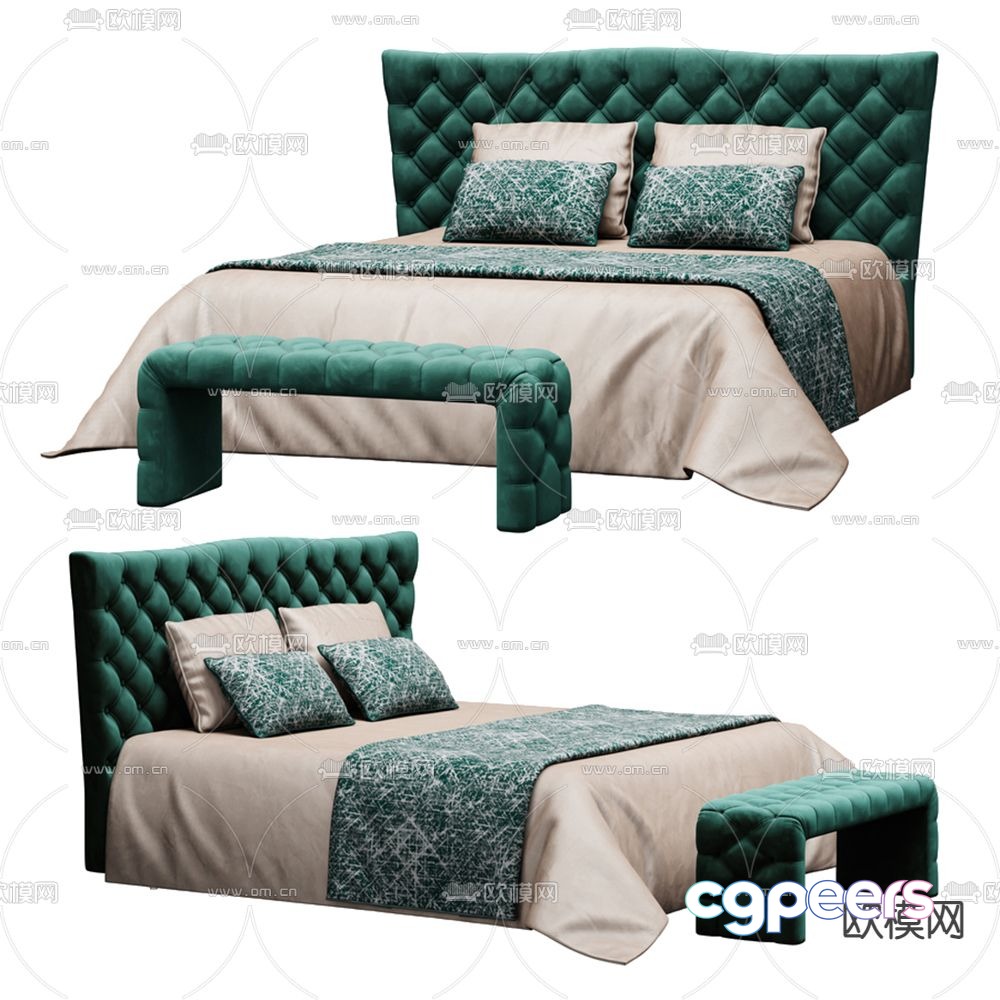 Simple European double bed 3d model Simple European double bed 3d model