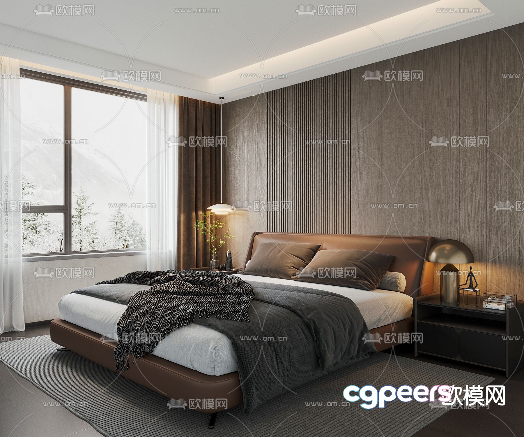 Modern double bed 3d model Modern double bed 3d model