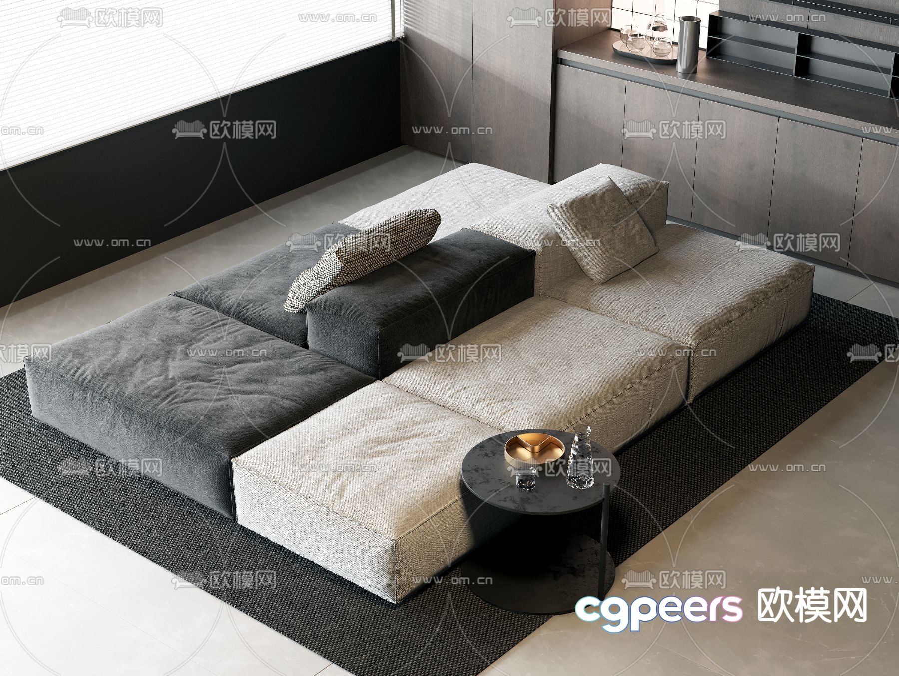Modular sofa backrest sofa multi-person sofa 3d model Modular sofa backrest sofa multi-person sofa 3d model