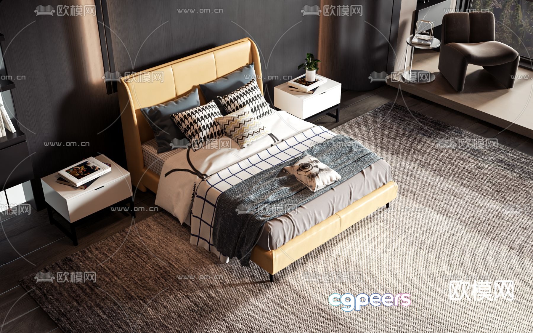 Nordic double bed 3d model Nordic double bed 3d model