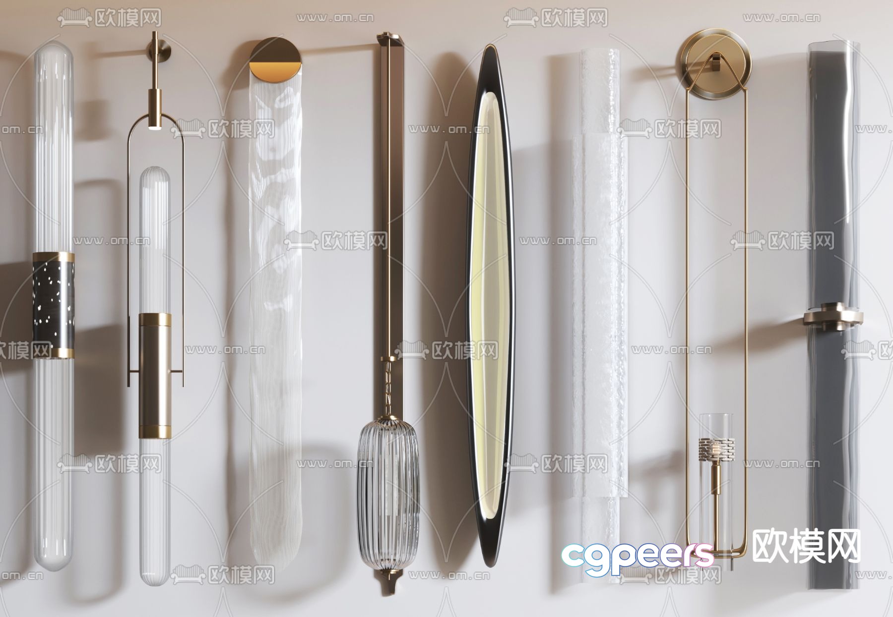 Light luxury wall lamp long wall lamp 3d model Light luxury wall lamp long wall lamp 3d model