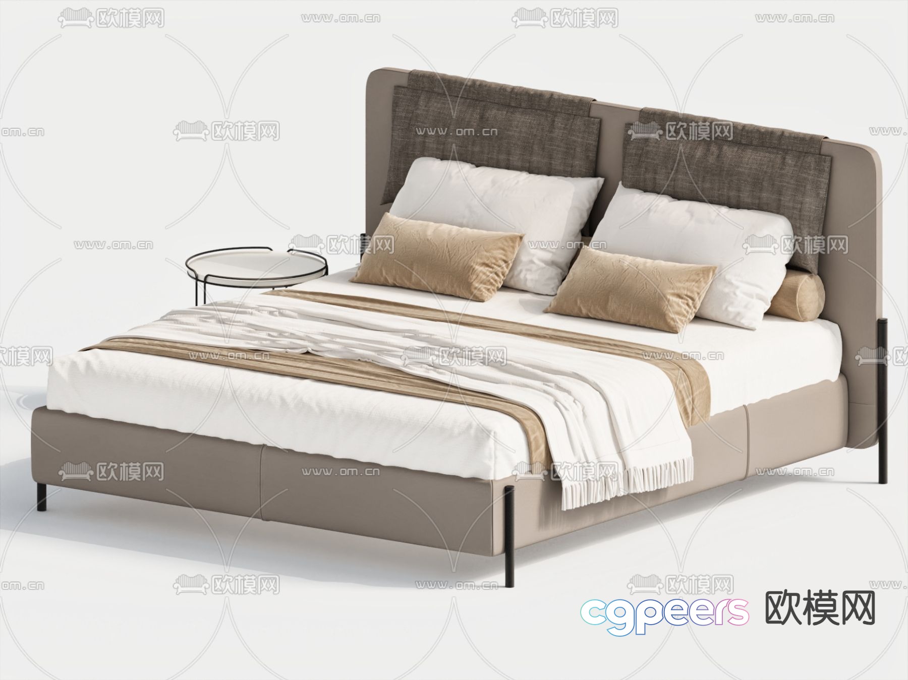 Fabric double bed 3d model Fabric double bed 3d model