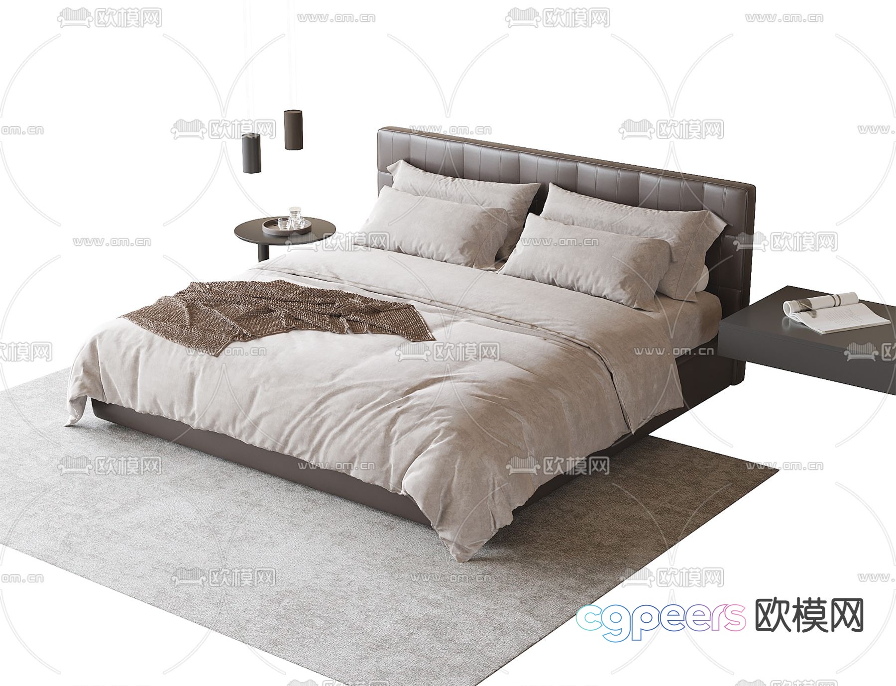 Modern double bed 3d model Modern double bed 3d model
