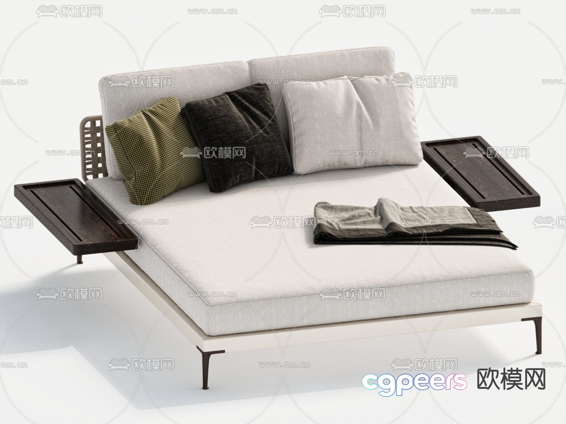 Fabric double bed 3d model Fabric double bed 3d model