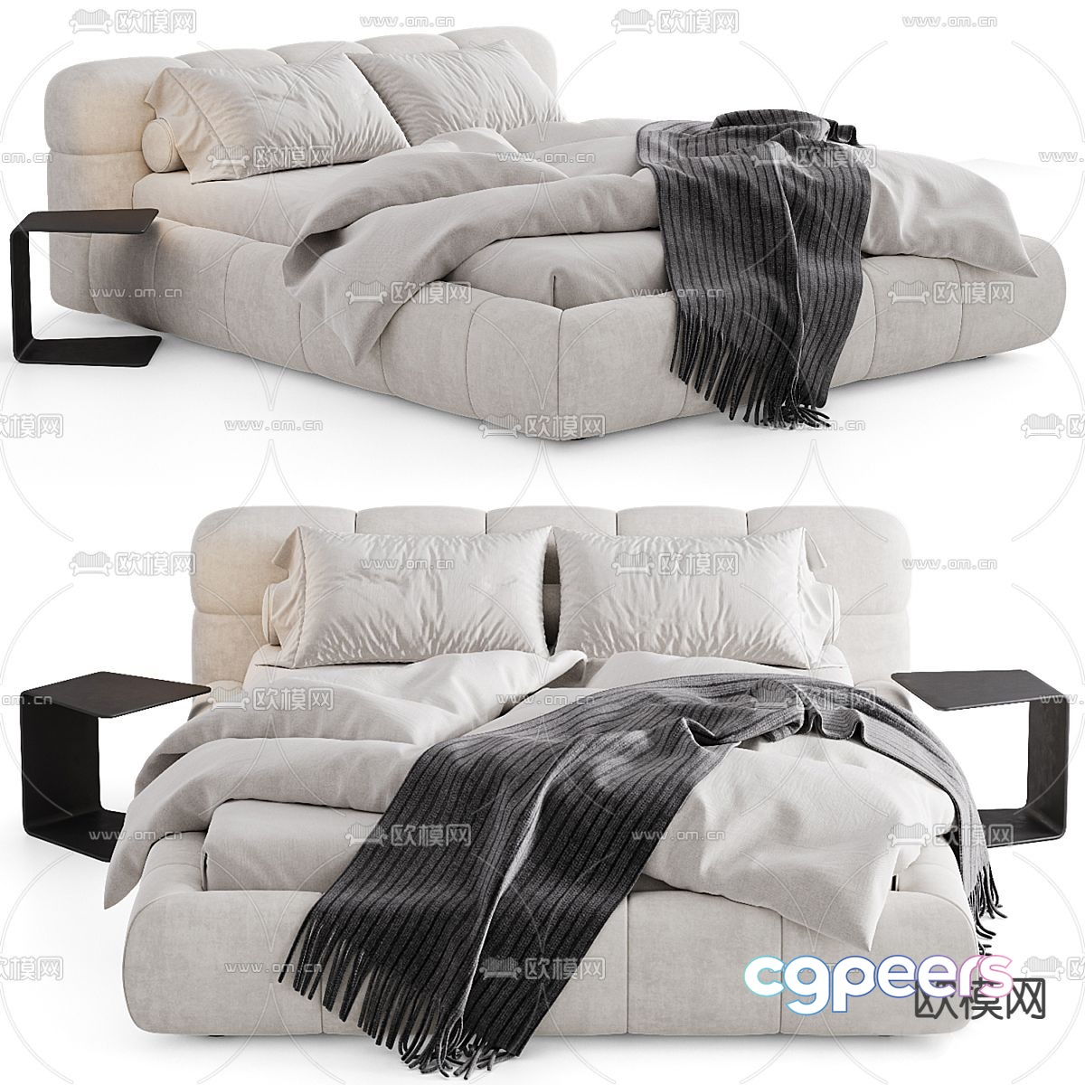 Modern double bed 3d model Modern double bed 3d model