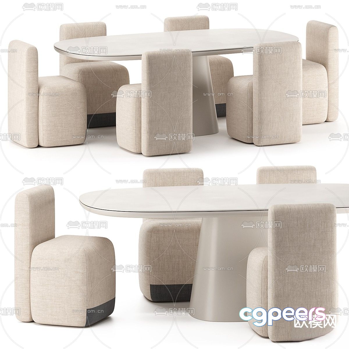 Long dining table and chairs 3d model Long dining table and chairs 3d model