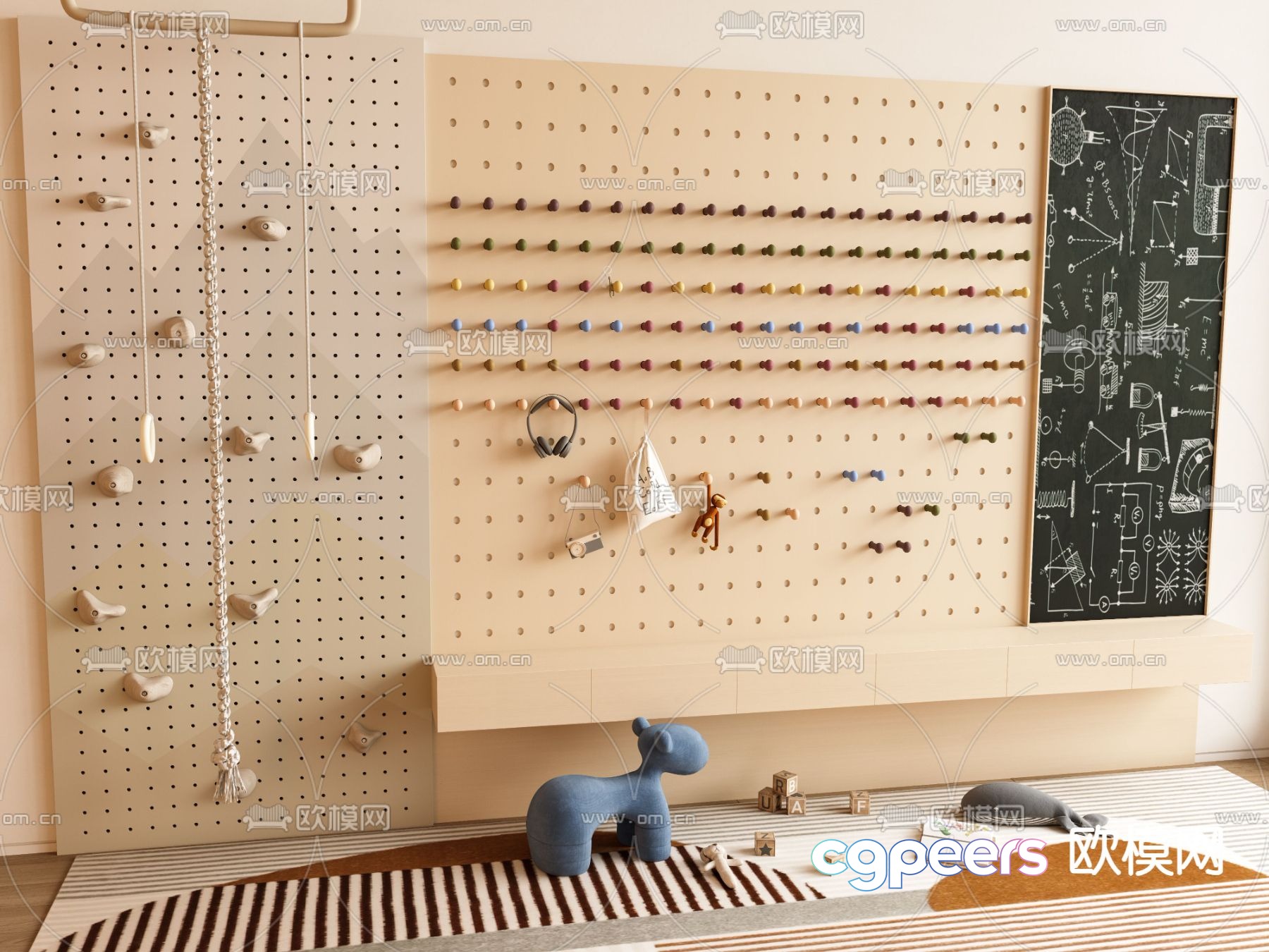 Perforated board pendant children's climbing grab frame 3D model Perforated board pendant children's climbing grab frame 3D model