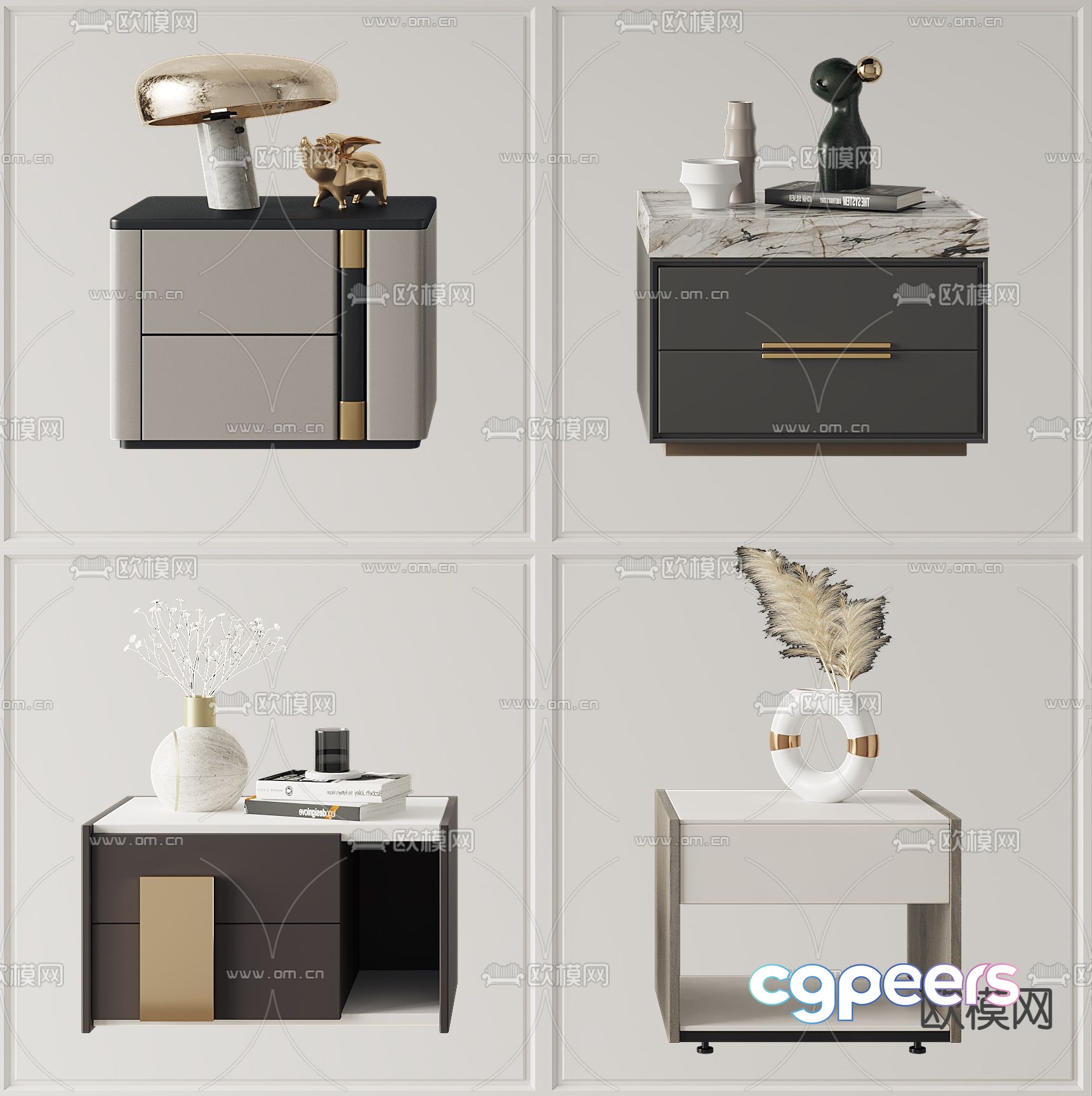 Modern bedside table chest 3d model Modern bedside table chest 3d model