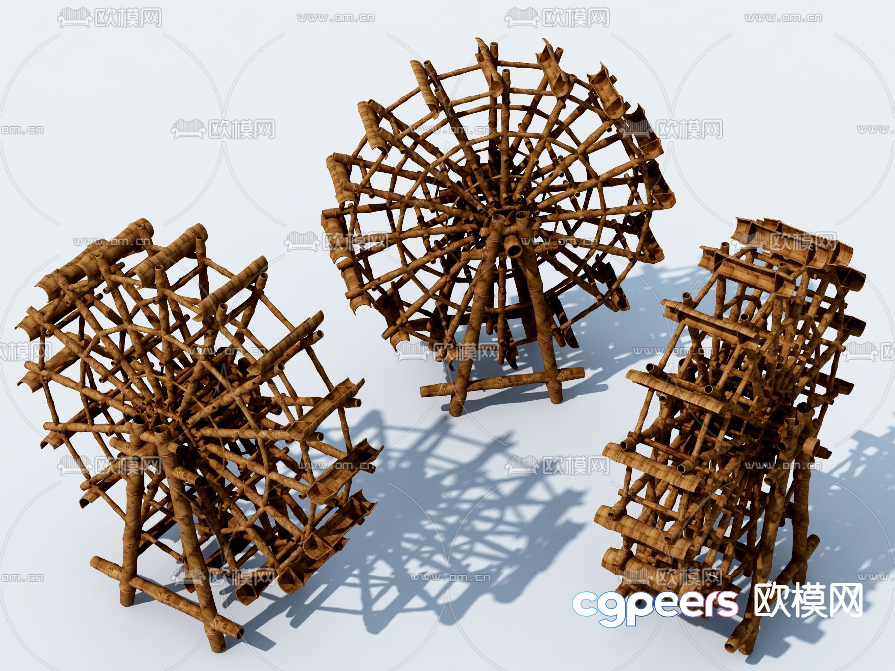 Chinese water wheel water wheel sketch 3D model Chinese water wheel water wheel sketch 3D model