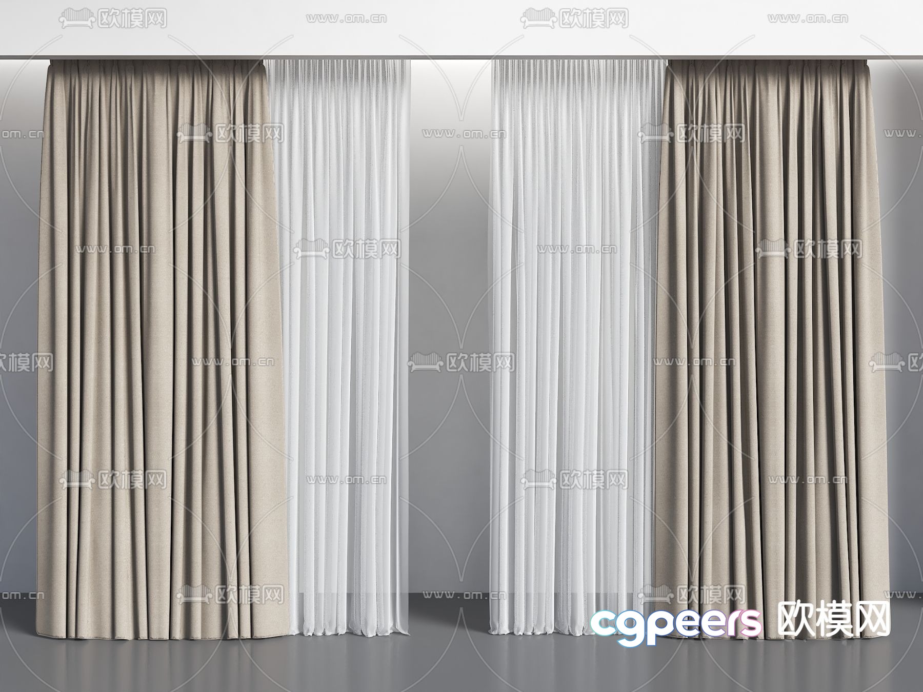 Plain curtains 3d model Plain curtains 3d model