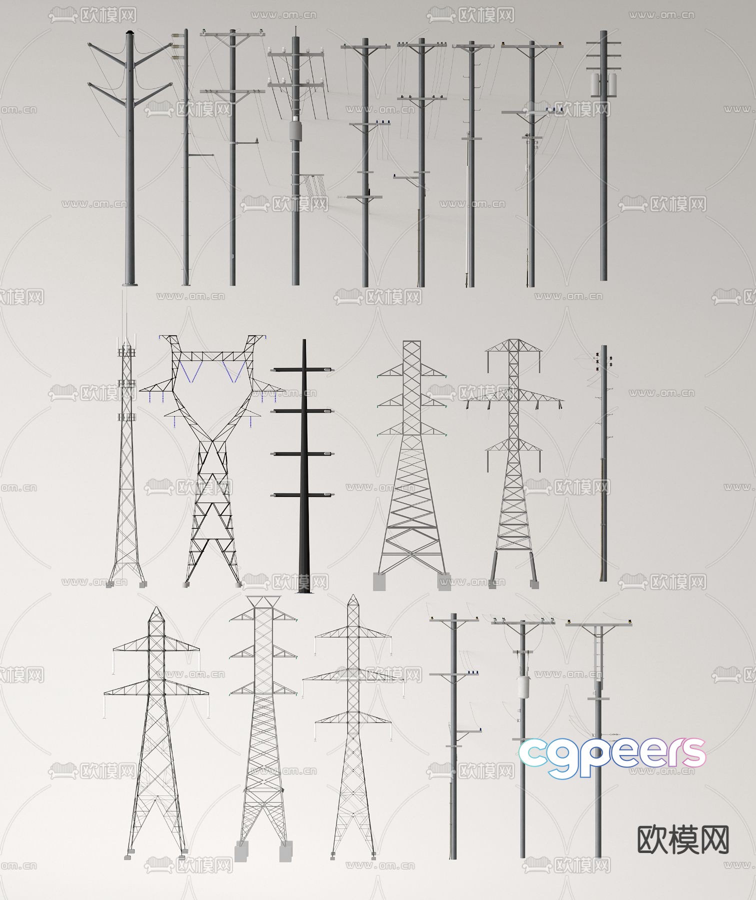 High voltage line Power facilities equipment 3d model High voltage line Power facilities equipment 3d model